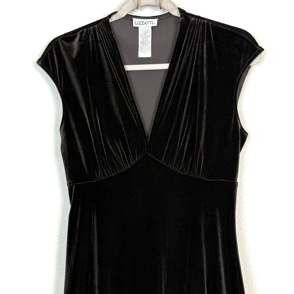 VTG Lizzatti Chocolate Brown Velvet Y2K Midi Dress 10 - Picture 2 of 7